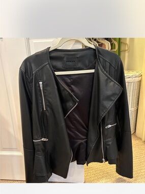 Blank NYC Black Faux Leather Moto Jacket with Silver Hardware